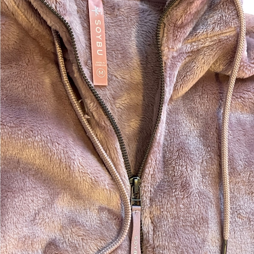 SOYBU Y2K Faux Fur Zip Up Pastel Jacket Women’s Size Medium - Picture 4 of 7